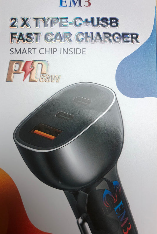 2 x Type-C+USB fast car charger