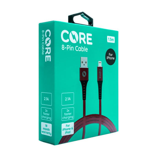 1.5M Braided 8-Pin Cable 2.1A Red