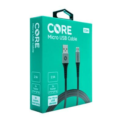 1.5M Braided Micro USB Cable 2.1A Grey